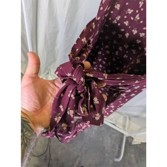 Emma & Michele Burgundy /Floral 1/2 Button Sleeveless Maxi Dress Women's Size M - Picture 4 of 5